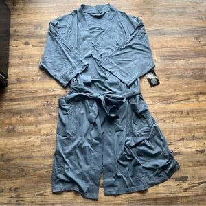 Kingsize Men's Quarter Sleeve Cotton Jersey Robe Slate Blue Sz XL/2XL NWT